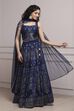Blue Fitted Printed Lightweight Lehenga Set