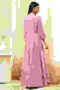 Powder Pink Embroidered Front Open Suit Set image number 3