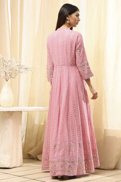 Powder Pink Embroidered Front Open Suit Set image number 5
