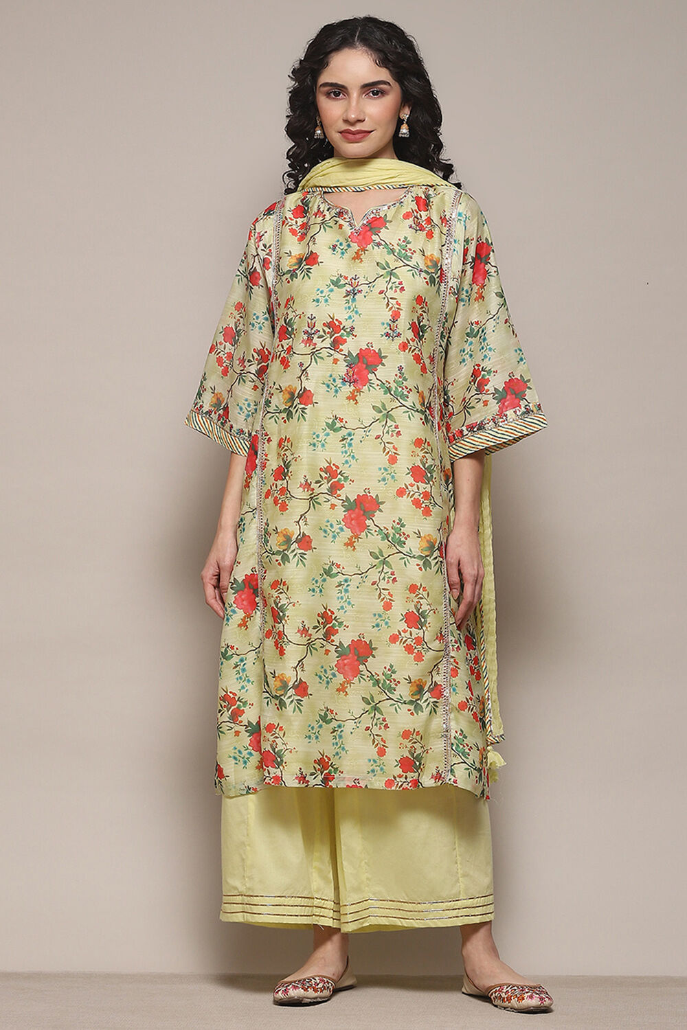 Pink & Purple Cotton Blend Kalidar Kurta Palazzo Suit Set image number 7