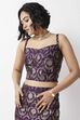 Purple Yarndyed Floral Fitted Crop Top image number 3