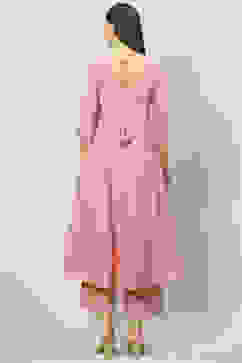 Peach Art Silk Flared 2 Piece Set image number 4