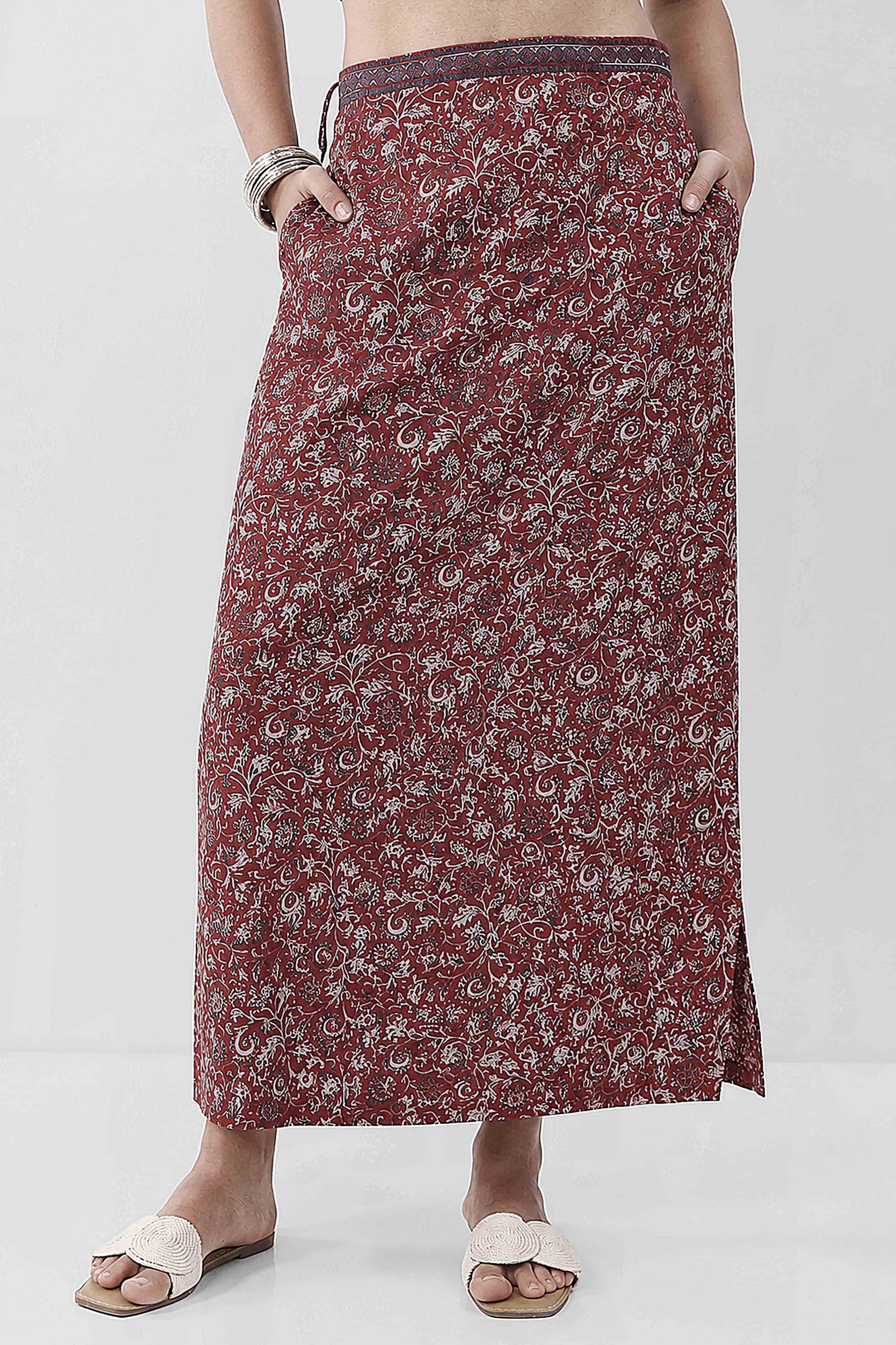 Blue Cotton Printed Skirt image number 3