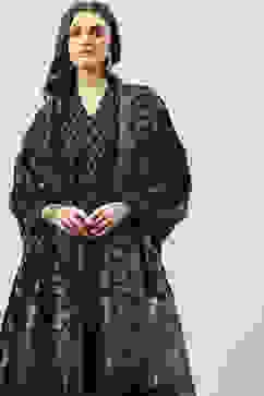 Black Art Silk Straight Kurta Palazzo Suit Set image number 0