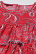 Red Rayon Tiered Printed Kurta image number 1