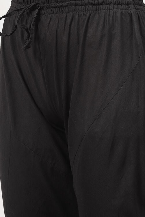 Rohit Bal Black Cotton Silk Anarkali Yarndyed Suit Set image number 3