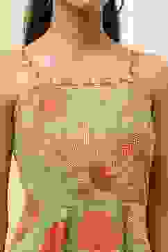 Green Cotton Blend Floral Printed Flared Dress image number 1