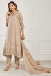 Grey Cotton Asymmetric Suit Set image number 5