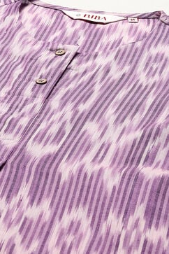 Purple Cotton IKAT Straight Yarndyed Kurta image number 1