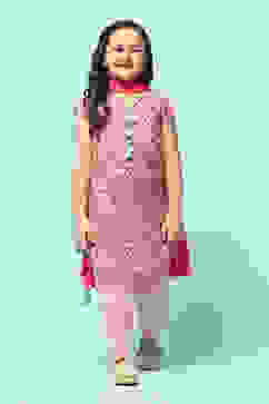 Pink Cotton Straight Printed Kurta Salwar Suit Set image number 7