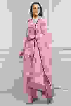 Pink Cotton Straight Suit Set image number 3