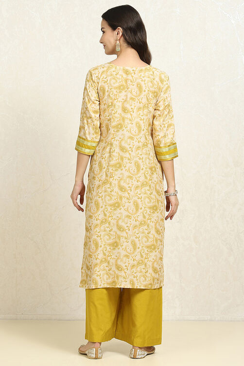 Orange Cotton Handloom Unstitched Suit Set image number 5