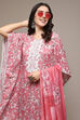 Pink Cotton Blend Digital Print Unstitched Suit Set image number 9