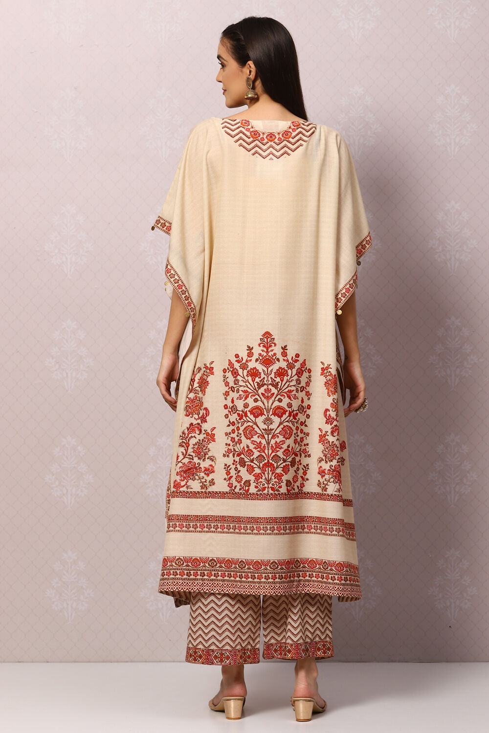 Beige Polyester Kaftan Set image number 4