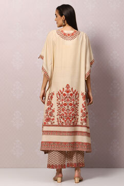 Beige Cotton Kaftan Set image number 4