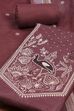 Dark Beige Linen Embroidered Unstitched Suit Set image number 1
