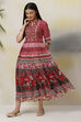 Cherry Flared Art Silk Printed Dress image number 3