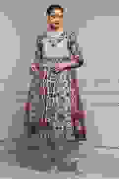 Aqua Cotton Anarkali Printed Suit Set image number 0