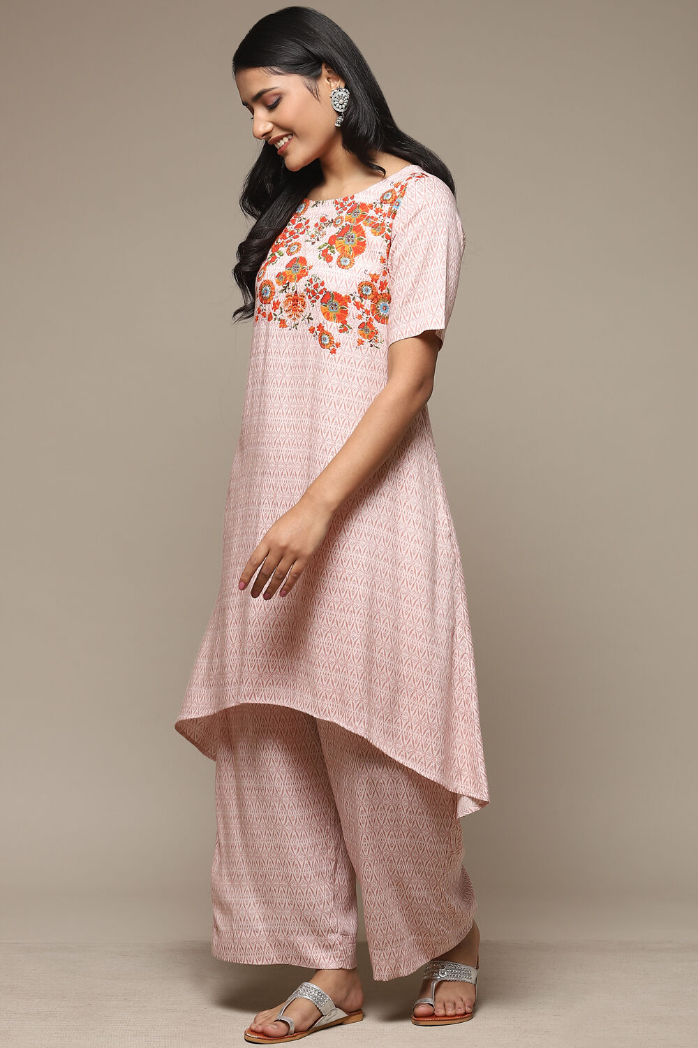 Indigo Rayon Asymmetric Kurta Palazzo 2 Piece Set image number 3