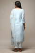 Blue Linen Digital Print Unstitched Suit Set