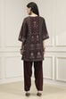 Brown Printed Straight Suit Set image number 4