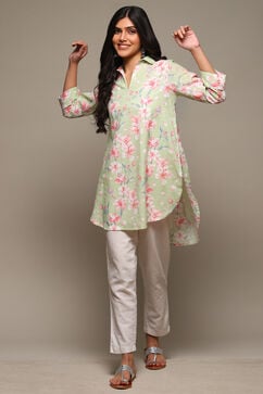 Mint Green Cotton Printed Shirt image number 0