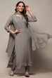 Grey Organza Unstitched Suit set image number 1