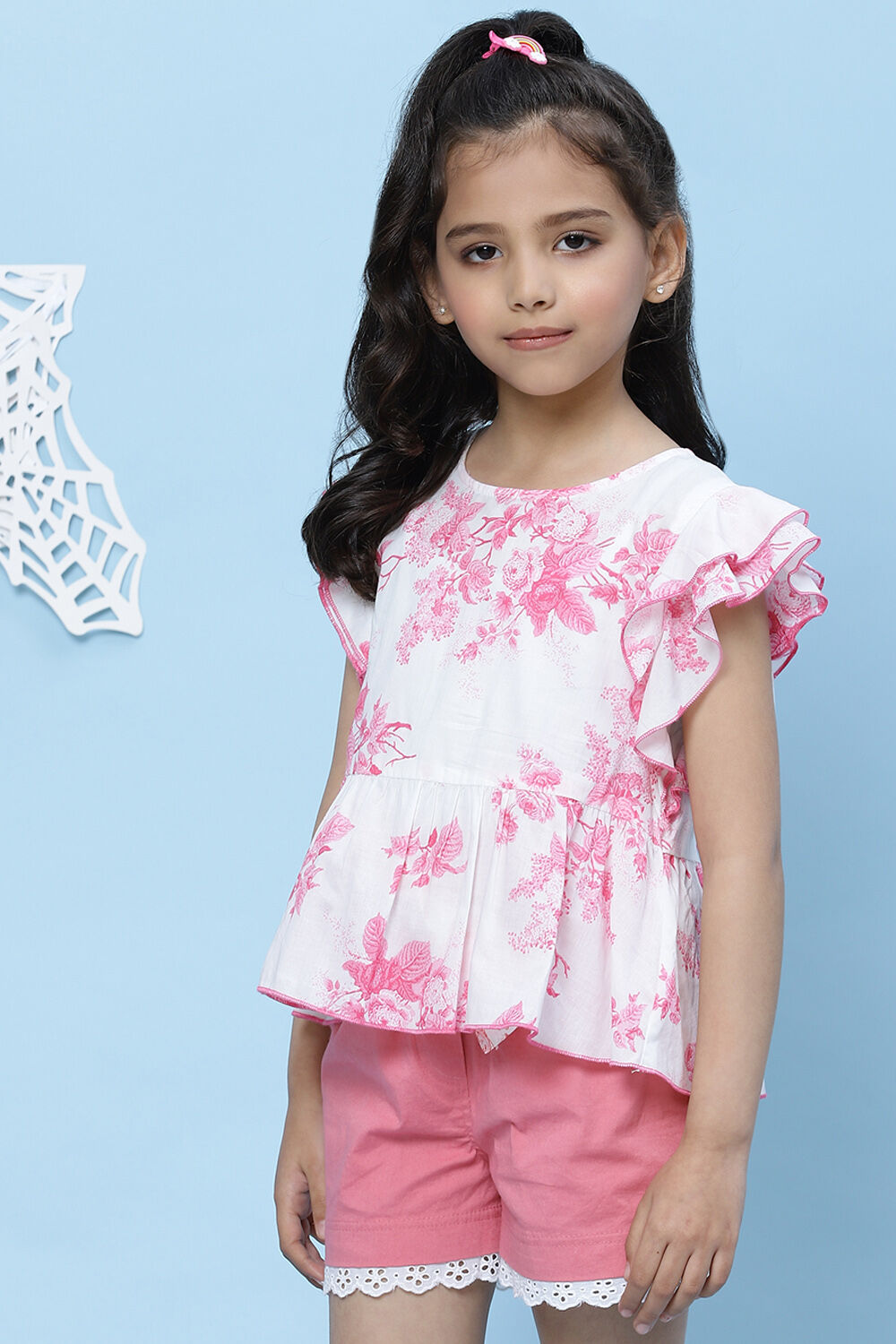 White Cotton A-Line Printed Top image number 2