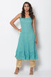 Peach Poly Metallic Cotton Flared Yarndyed Kurta image number 2