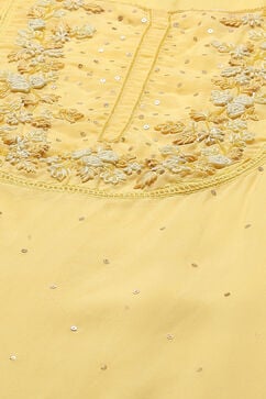 Yellow Organza Unstitched Suit set image number 2