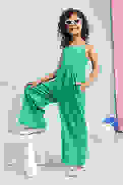 Green Cotton Strappy Straight Jumpsuit image number 0