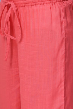 Peach Rayon Flared Printed Kurta image number 2