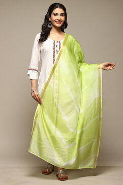 Lime Green Cotton Blend Printed Dupatta image number 0