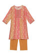 Mustard Polyester A-Line Printed Kurta Set