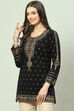 Black Poly Metallic Straight Printed Kurti image number 2