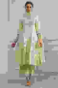 Natural White Silk Straight Yarndyed Suit Set image number 6