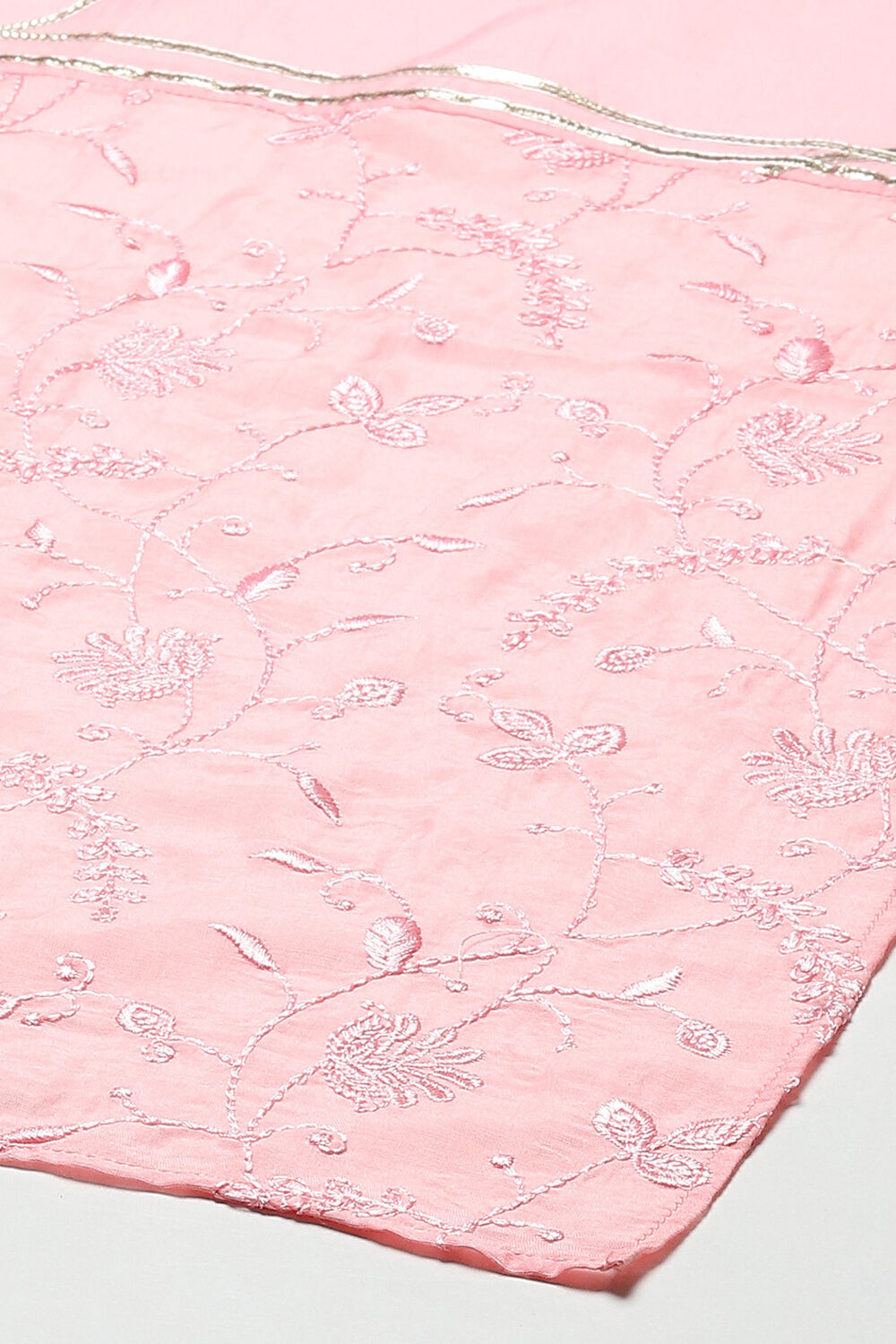 Pink Cotton Blend Layered Kurta Palazzo Suit Set image number 3