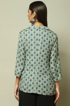 Ice Blue Rayon Printed Jacket image number 4