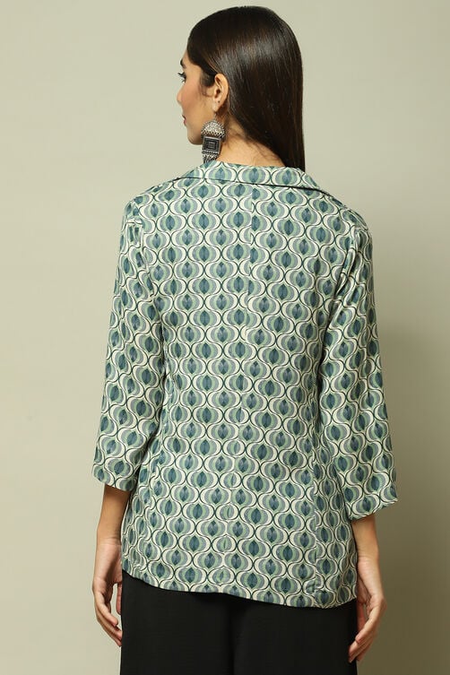 Ice Blue LIVA Printed Jacket image number 4