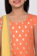 Orange Poly Metallic Straight Kurta Salwar Suit Set image number 1