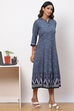 Indigo LIVA A-Line Printed Kurta Dress image number 3