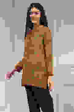 Mustard Red Polyester Straight Printed Short Kurta image number 2