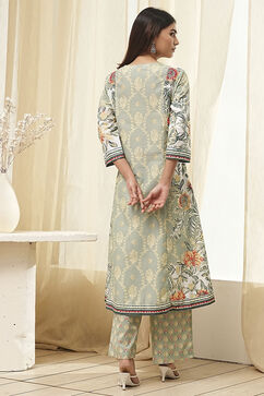 Sage Green Cotton Kalidar Suit Set image number 4