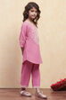 Pink Cotton Embroidered Straight Kurta Set image number 5