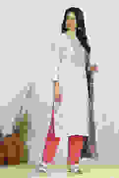 Grey Cotton Printed Embroidered Unstitched Suit Set image number 6