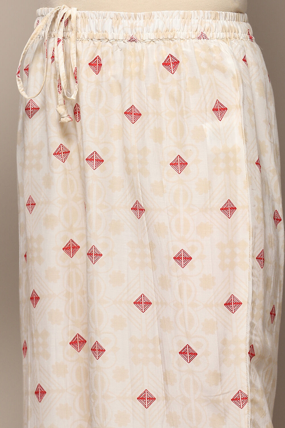 Beige Rayon Asymmetric Kurta & Palazzo Suit Set image number 2