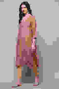 Dusky Rose Polyester Straight Kurta image number 2