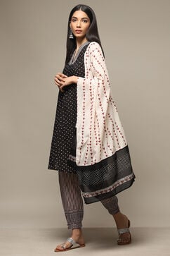 Black Cotton Straight Kurta Salwar Suit Set image number 5