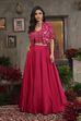 Fuschia Viscose Rayon Straight Skirt Set image number 0