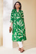 Green Viscose Rayon A Line Dress image number 0